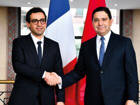 Nasser Bourita, ministre des Affaires étrangères, et son homologue français, Stéphane Séjourné, le lundi 26 février 2024 à Rabat.