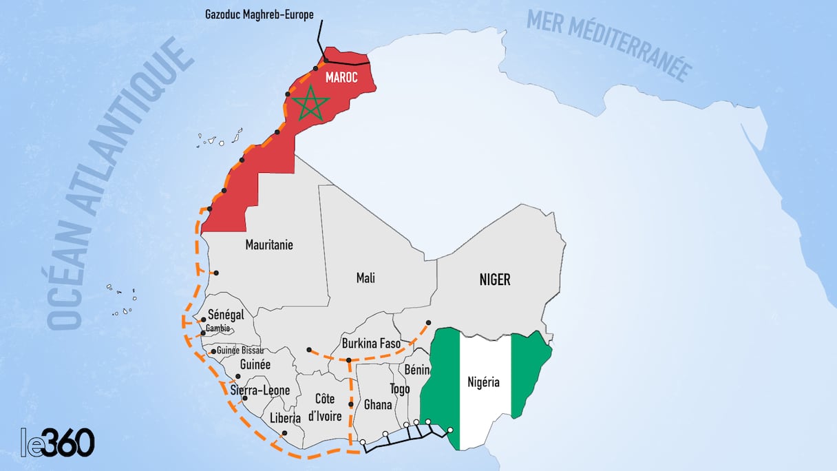 Tracé du gazoduc Africain-Atlantique