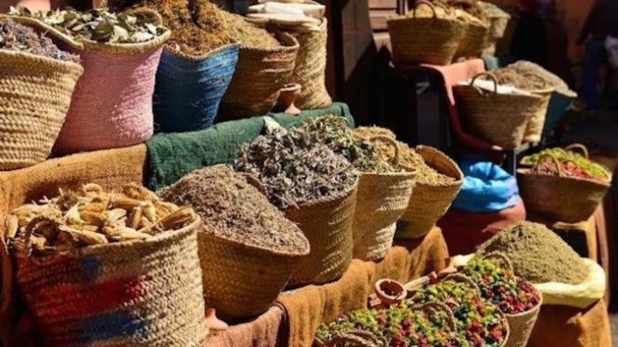 Un étal de plantes médicinales.