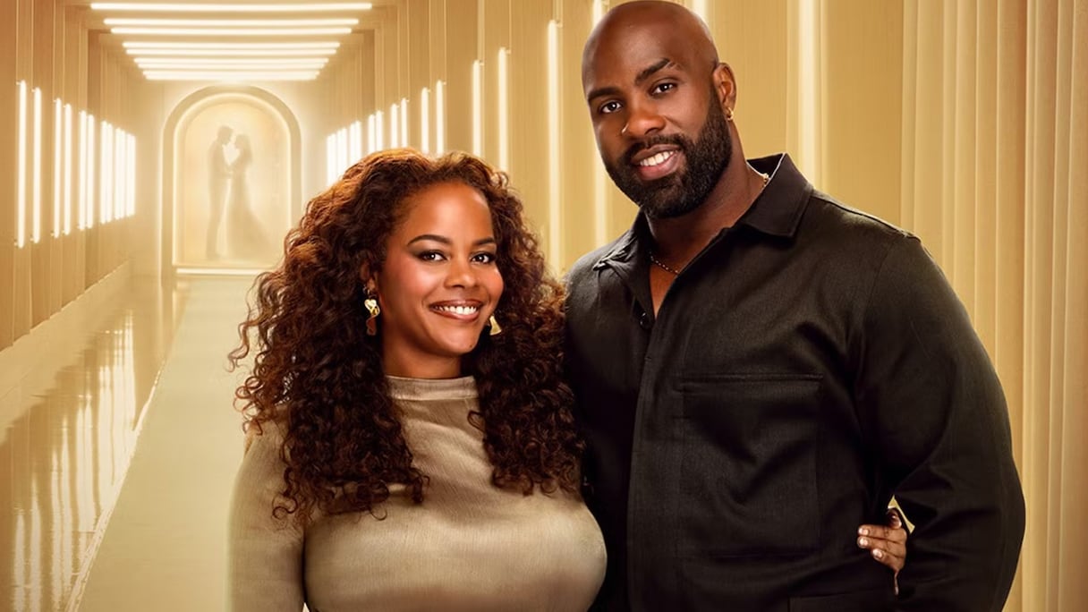 Teddy Riner et sa compagne Luthna Plocus animent la version française de "Love is blind", sur Netflix à partir du 10 septembre 2025.