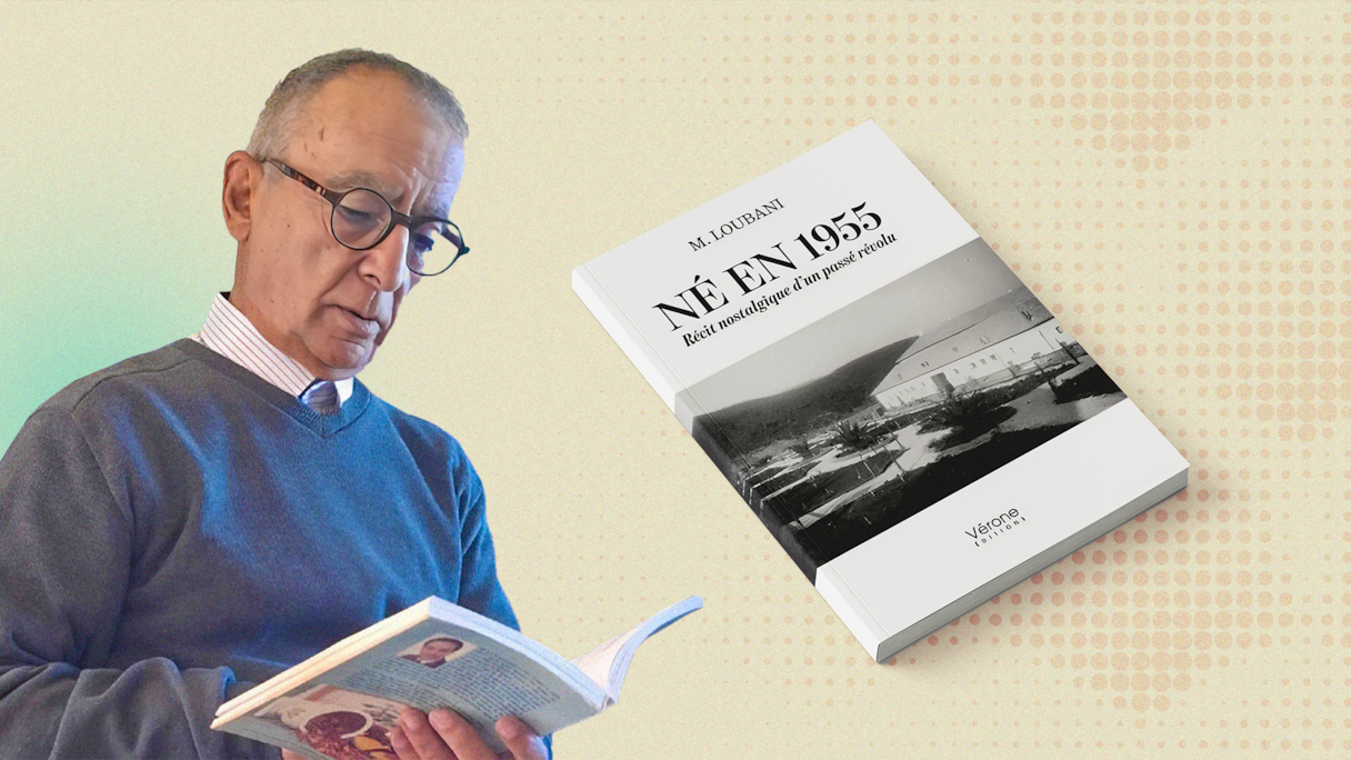 L'écrivain Mohamed Loubani et la couverture de son dernier ouvrage "Né en 1955".