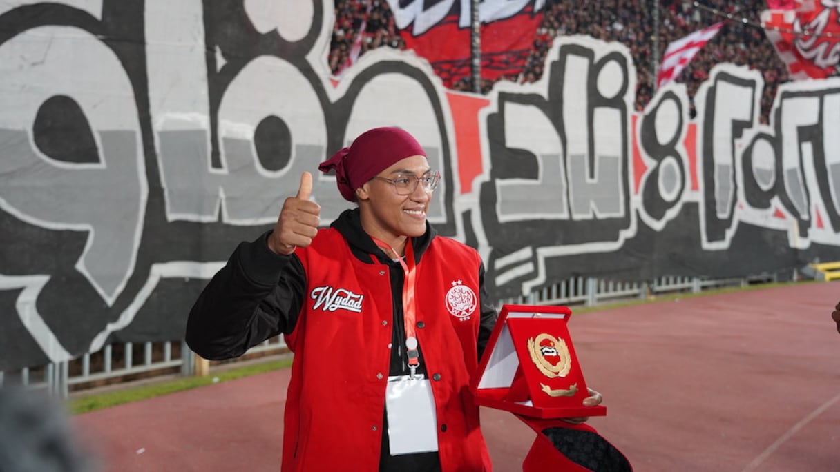 Khadija El Mardi célébrée au complexe Mohammed V avant Wydad-JSK, le samedi 1er avril 2023.