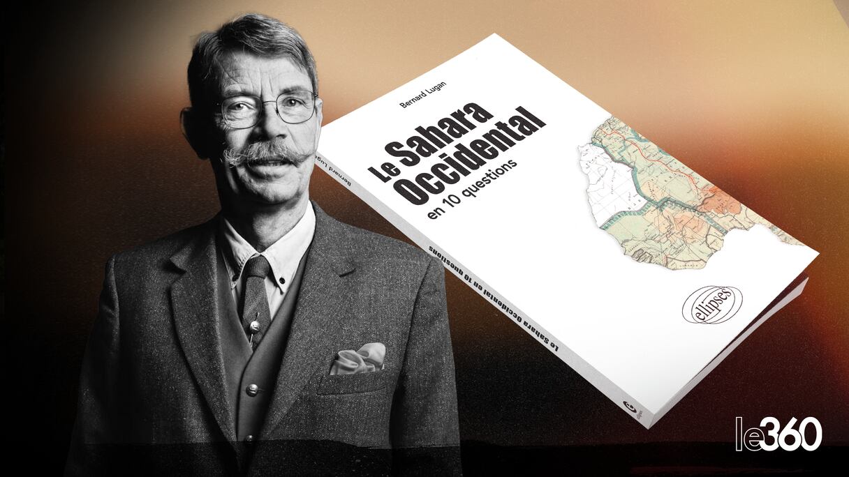 L'historien français Bernard Lugan et la couverture de son livre "Le Sahara Occidental en 10 questions".