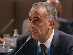 Le patron du pôle DGSN-DGST, Abdellatif Hammouchi, lors de son discours à la 13e réunion internationale des responsables de la sécurité et du renseignement (27-29 mai 2025) à Moscou.