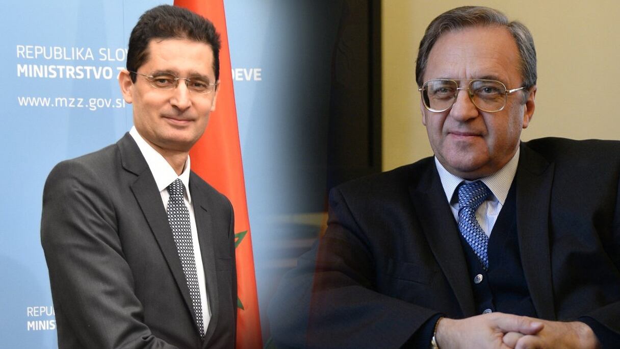 Le vice-ministre russe des Affaires étrangères, Mikhaïl Bogdanov et l’ambassadeur du Maroc en Russie, Lotfi Bouchaara.