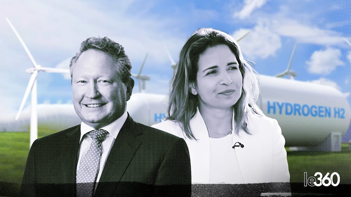 Le milliardaire australien Andrew Forrest et la ministre de la Transition énergétique, Leila Benali. (Y. El Harrak/Le360).