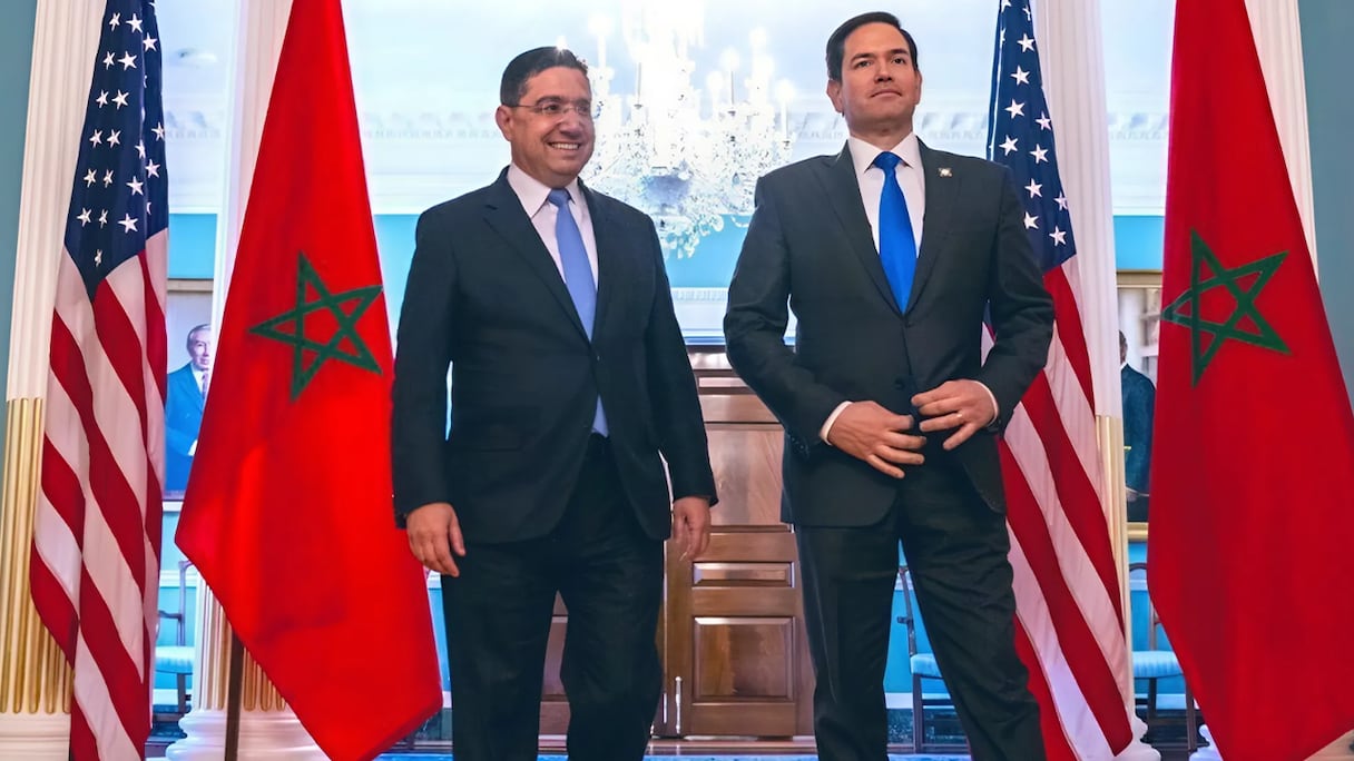 Le ministre des Affaires étrangères Nasser Bourita et le secrétaire d'Etat américain Marco Rubio.