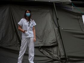 Une zone Covid-19 dans la région de Madrid, épicentre de l'épidémie en Espagne.