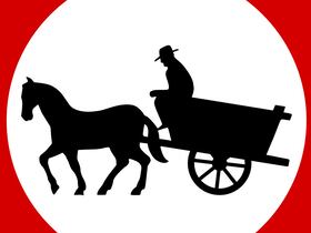 Panneau de signalisation interdisant la circulation de charrettes à traction animale.