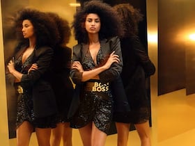 La top marocaine Imaan Hammam, égérie de la campagne "Be Your Own Boss", de la marque de luxe Boss.
