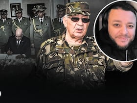 Au centre, l'ancien patron de l'armée algérienne, Ahmed Gaïd Salah. En médaillon, Toufik Bennacer.