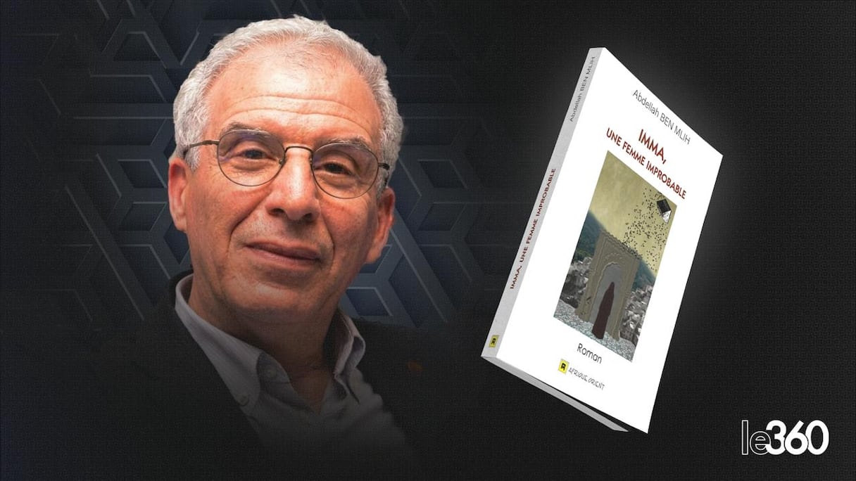 L'écrivain Abdellah Ben Mlih. En médaillon, la couverture de son dernier roman "IMMA, une femme improbable". (W.Belfkih/Le360).