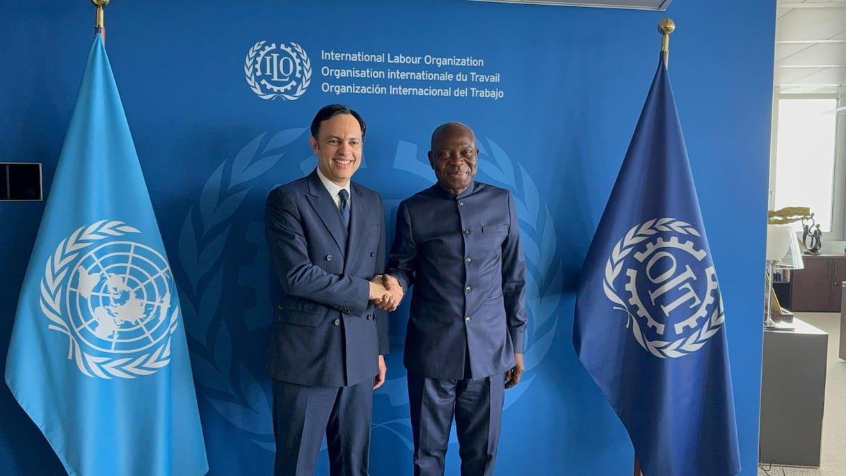 Le ministre de l’Emploi, Younes Sekkouri, et Gilbert F. Houngbo, directeur général de l’Organisation internationale du Travail.
