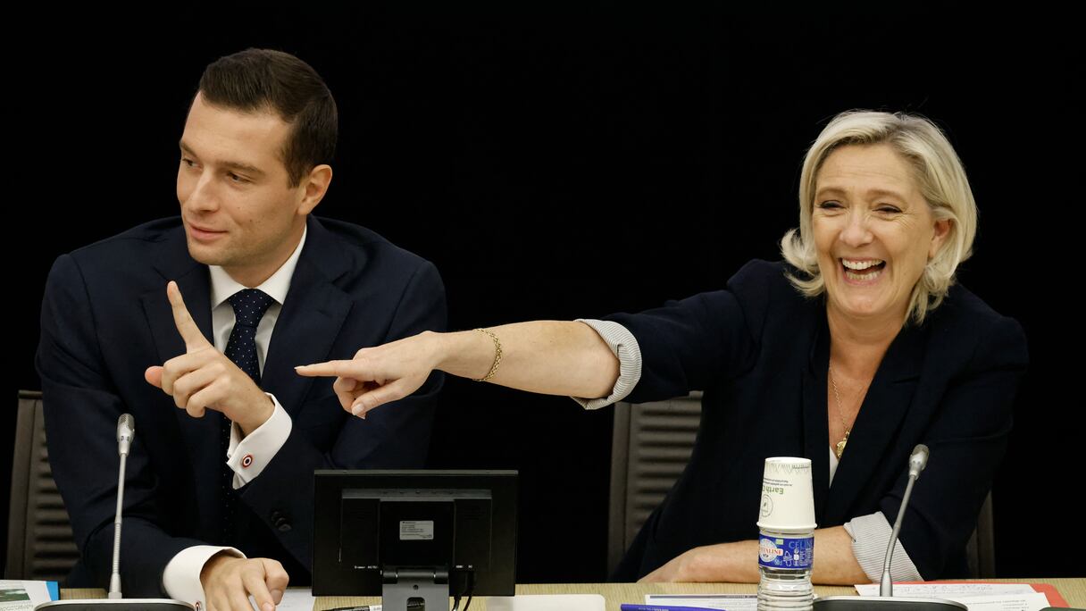 Jordan Bardella, président du RN, et Marine Le Pen, président du groupe RN à l'Assemblée nationale. (AFP).