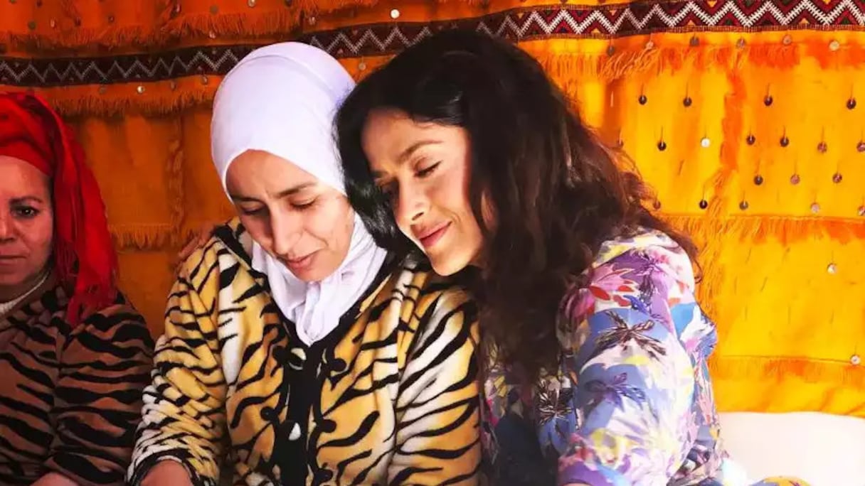 L'actrice mexicano-américano-libanaise Selma Hayek, lors d'un voyage au Maroc en 2017.