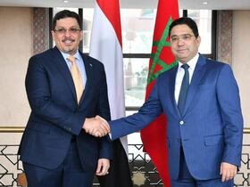 Nasser Bourita et le ministre des Affaires étrangères et des Expatriés du Yémen, Ahmed Bin Mubarak, lundi 3 octobre 2022, à Rabat.