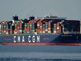 Cargo affrété par la compagnie maritime française CMA CGM.