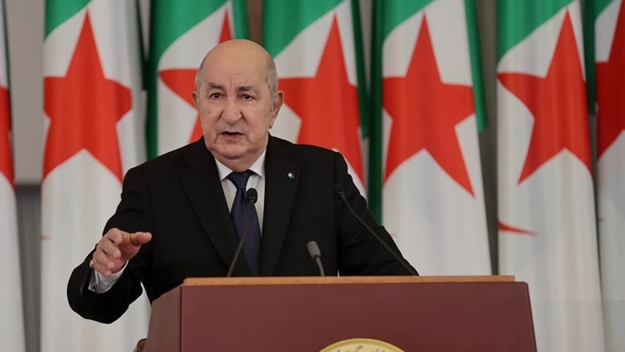 Le président algérien Abdelmadjid Tebboune lors de son discours devant les deux chambres du parlement, dimanche 29 décembre 2024.