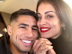 Achraf Hakimi et son épouse Hiba Abouk.