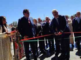 Abdessamad Kayouh, ministre du Transport et de la Logistique et Mohamed Rabie Khlie, directeur général de l’Office national des chemins de fer (ONCF), lors de l’inauguration de la nouvelle gare ferroviaire de Taza.