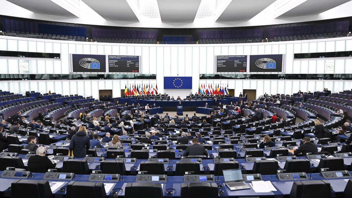 Lors d'une session de travail au Parlement européen, le 17 janvier 2023 à Strasbourg.