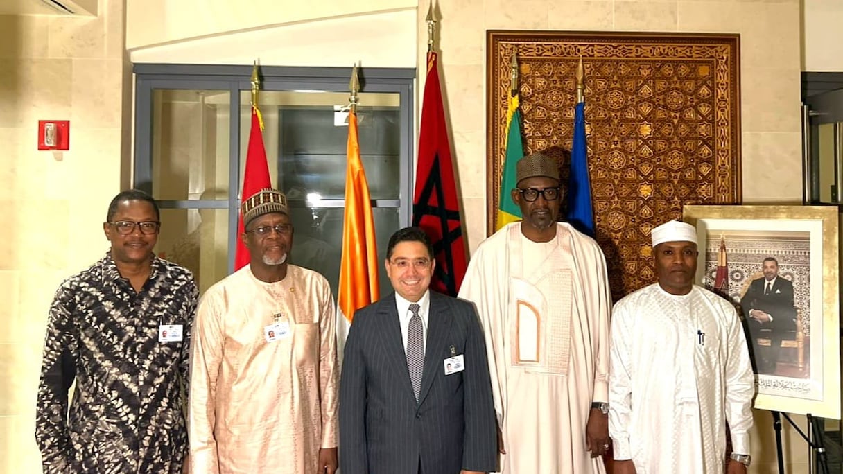 Lors de la réunion de Nasser Bourita avec ses homologues du Burkina Faso, du Mali, du Niger, et du Tchad, le 24 septembre 2025 à New York.