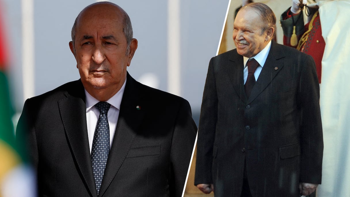 Le président algérien Abdelmadjid Tebboune et l'ancien chef de l'Etat Abdelaziz Bouteflika.
