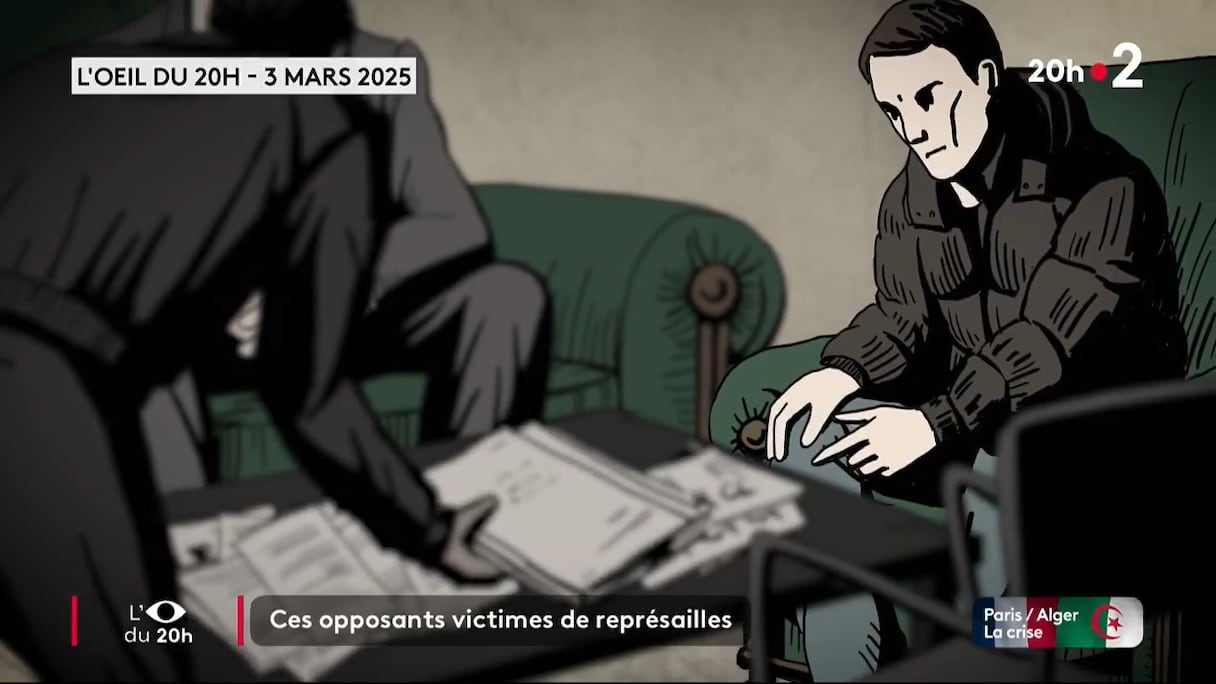 L'émission "l'oeil du 20 heures", diffusée au journal télévisé de France 2 le 27 mars 2025, a consacré une deuxième partie à son enquête sur les moyens de pressions exercés par le régime d'Alger sur ses opposants en France.