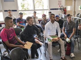 De jeunes appelés du 36e contingent, en août 2019, à la base aérienne de Kénitra.