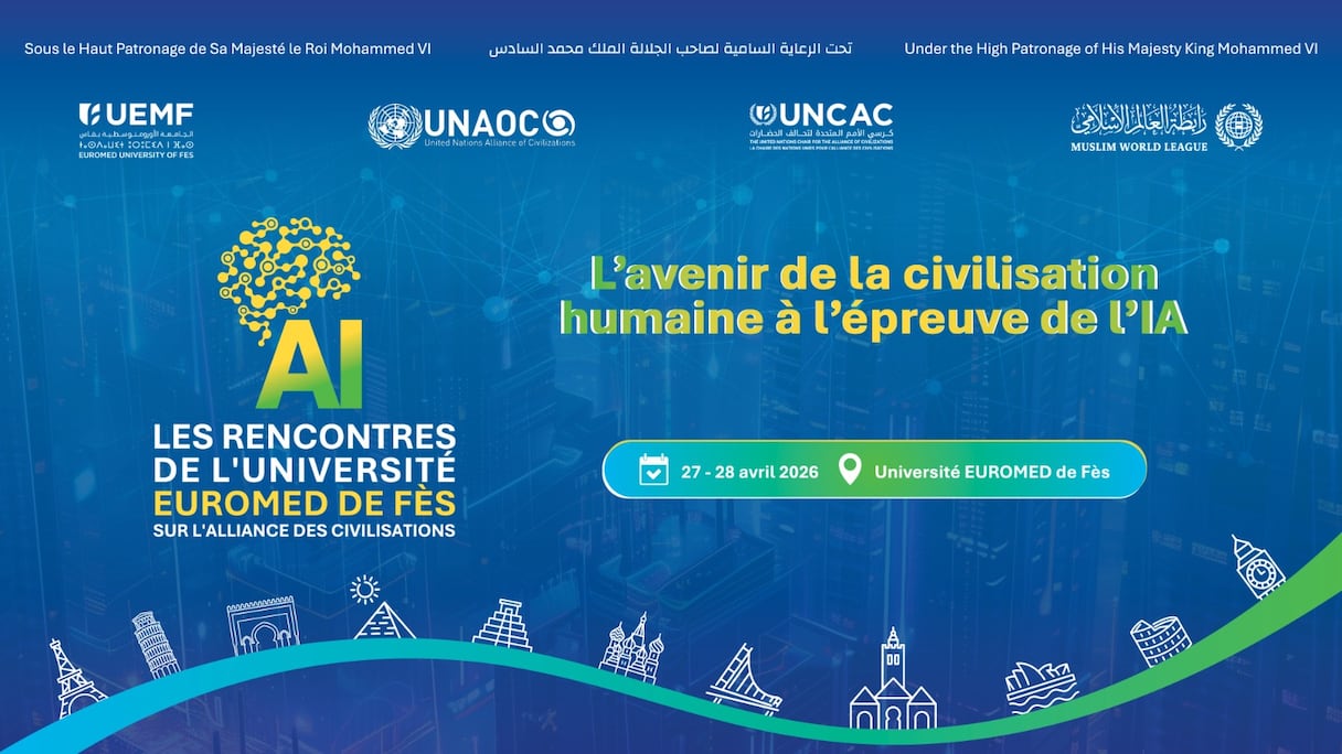L'affiche des Rencontres de l’université EUROMED de Fès sur l’Alliance des civilisations.