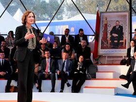 La ministre du Tourisme, de l'Artisanat et de l'Economie sociale et solidaire, Fatim-Zahra Ammor, lors du lancement effectif du programme gouvernemental Forsa, le 12 avril 2022 à Rabat.
