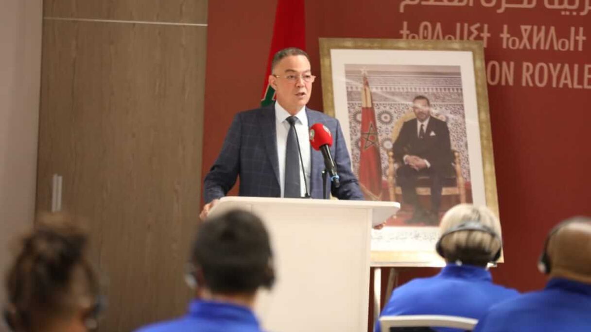 Fouzi Lekjaa, président de la FRMF, à l'ouverture des ateliers de travail axés sur le renforcement des compétences de la FIFA, le 6 mars 2023.