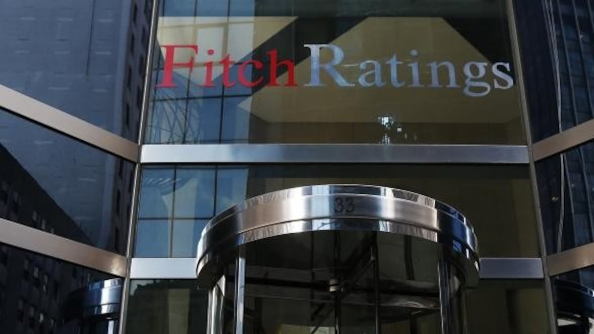 Entrée du siège de l'agence internationale de notation Fitch Ratings, à New York.