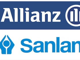 Les logos des groupes Allianz et Sanlam.