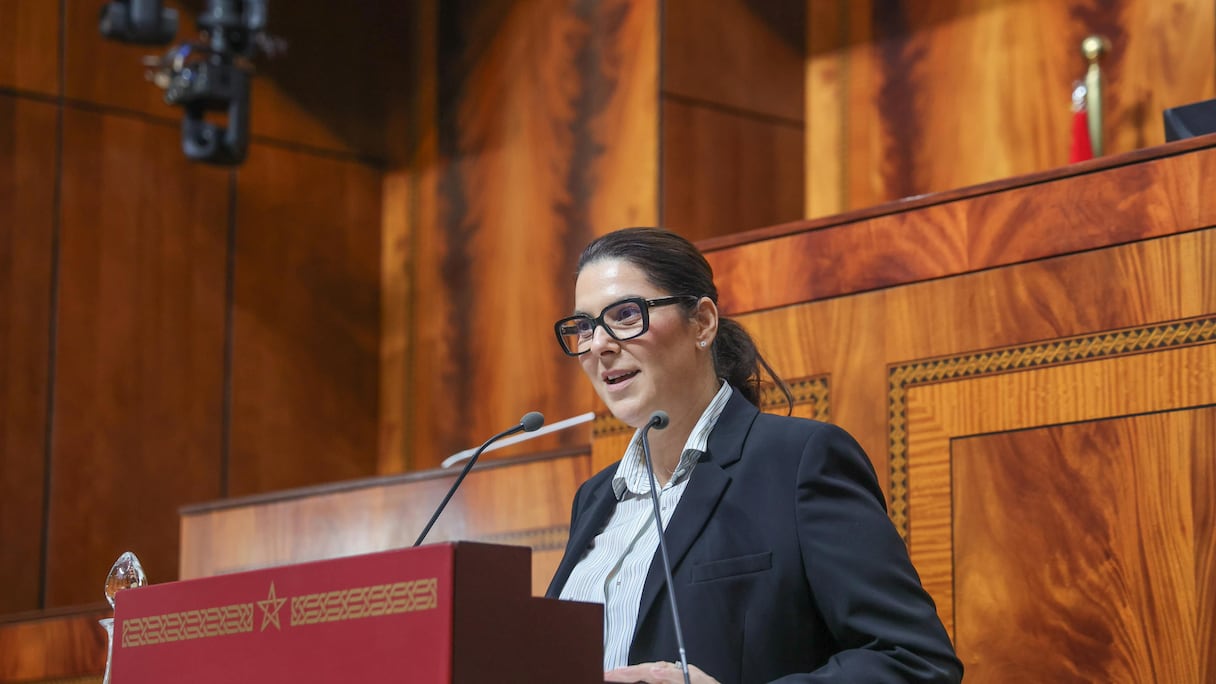 La cheffe du gouvernement, Fatima Ezzahra El Mansouri, devant le Parlement, lundi 19 octobre 2026.