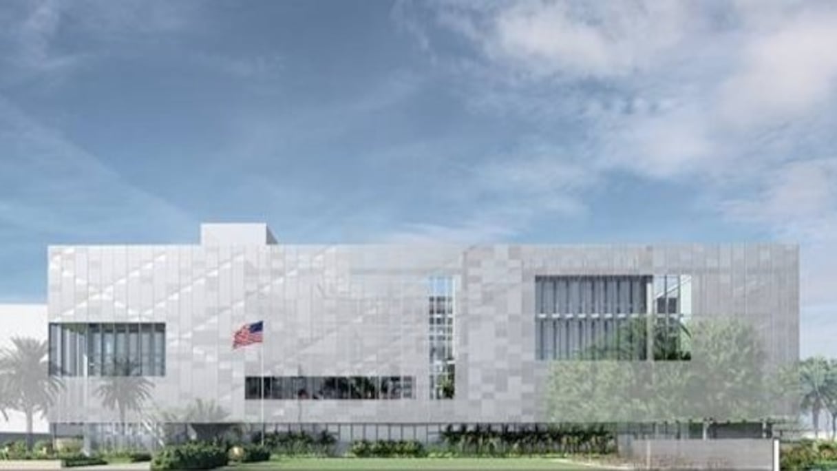 Projection architecturale du nouveau Consulat des États Unis à Casablanca par le cabinet The Miller Hull Partnership.