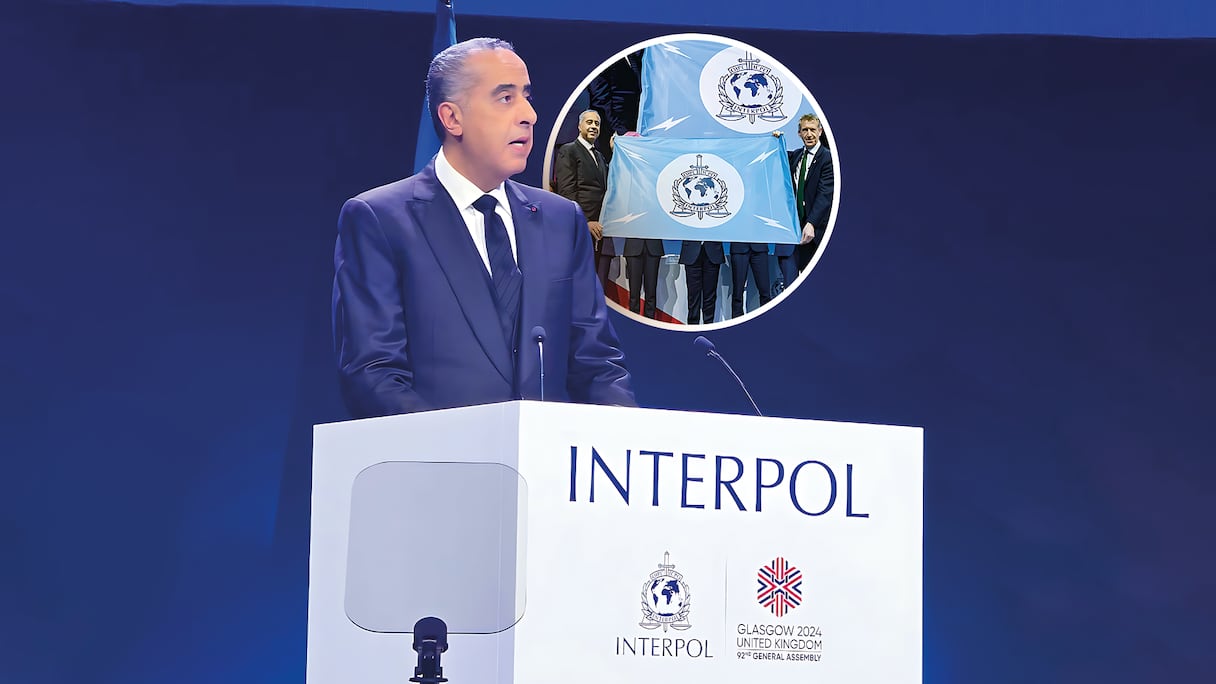 Lors du discours donné par Abdellatif Hammouchi, patron du pôle DGSN-DGST à la 92ème session de l'Assemblée Générale d'Interpol, tenue du 4 au 7 novembre 2024 à Glasgow, en Écosse.
