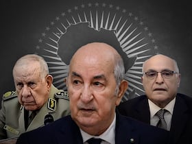 Le chef de l'armée algérienne, Saïd Chengriha, le président Abdelmadjid Tebboune et le ministre des Affaires étrangères, Ahmed Attaf.