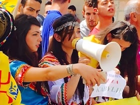 Lors d'une marche pour l'indépendance de la Kabylie.