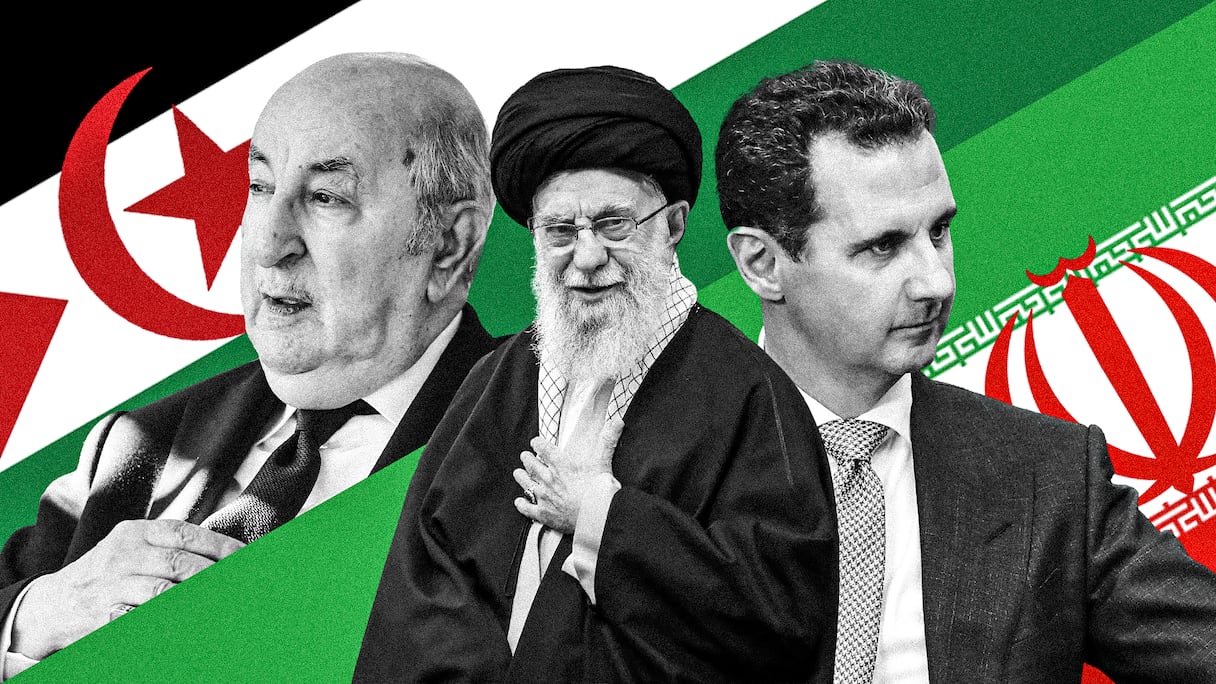 De gauche à droite: le président algérien Abdelmadjid Tebboune, le guide suprême de la révolution iranienne Ali Khamenei, et l'ancien dictateur syrien Bachar al-Assad. (W. Belfkih/Le360).
