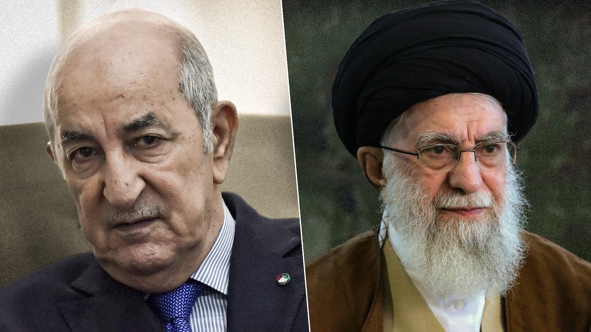 Le président algérien Abdelmadjid Tebboune et Ali Khamenei, guide suprême de la révolution en Iran.