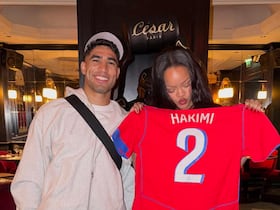 Achraf Hakimi et Rihanna, le 21 avril au restaurant César Paris.