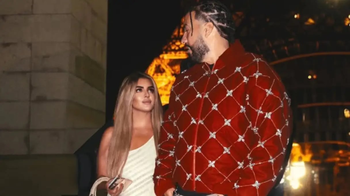 French Montana et la princesse Sheikha Mahra, à Paris, au mois de juin 2025, lors de la Fashion Week.