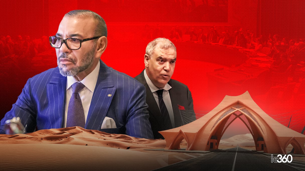 Le roi Mohammed VI et le ministre de l'Intérieur Abdelouafi Laftit, en charge de centraliser les propositions des partis politiques sur l'actualisation du plan d'autonomie au Sahara marocain. (W. Belfkih/Le360).