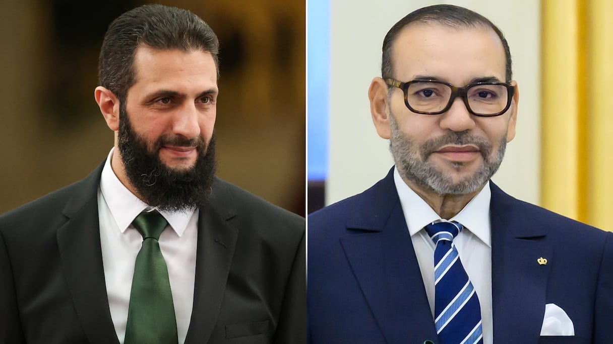 Le roi Mohammed VI et le président intérimaire de la Syrie, Ahmed Al-Charaa.