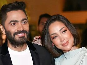 النجمة المغربية بسمة بوسيل والفنان المصري تامر حسني