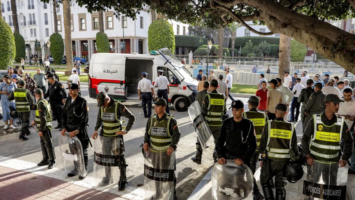 Le dispositif de sécurité encadrant un rassemblement de jeunes de la génération Z, samedi 27 septembre 2025 à Rabat.