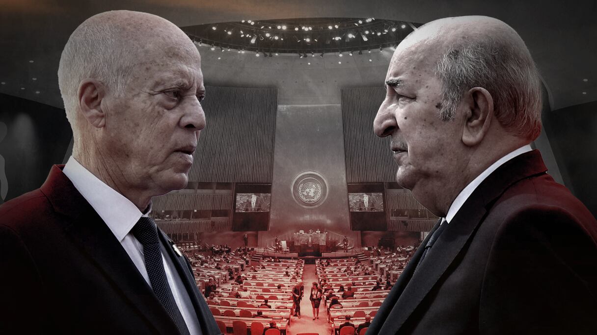 Le président tunisien Kaïs Saïed et son homologue algérien Abdelmadjid Tebboune.