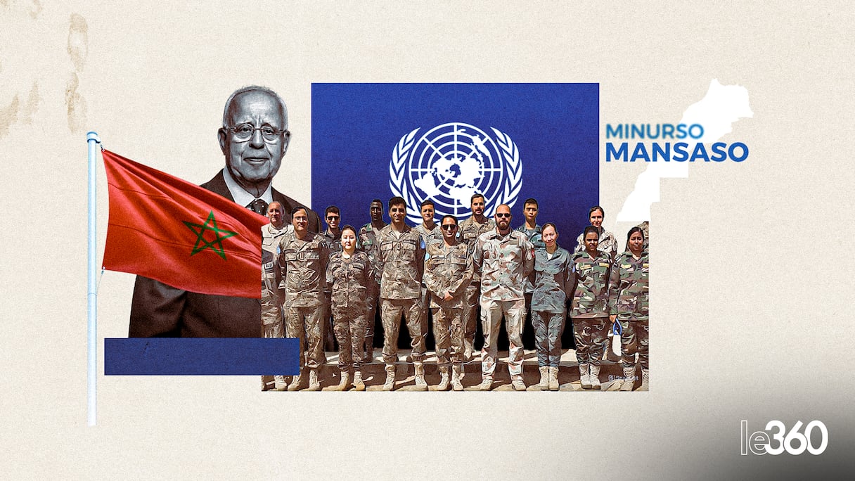 A gauche, Mohammed Loulichki, ancien ambassadeur du Maroc auprès de l'ONU. Au centre, des éléments de la Minurso.(W. Belfkih/Le360).