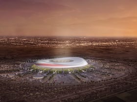 L’ancienne maquette du stade de Casablanca réalisée par le cabinet d'architectes espagnol Cruz Y Ortiz pour la candidature du Maroc à l’organisation du Mondial 2026.